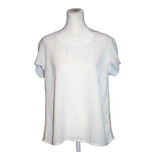Brixon Ivy Shirt Top Women's Size Small S White Sheer Crochet Lace Cap Sleeve